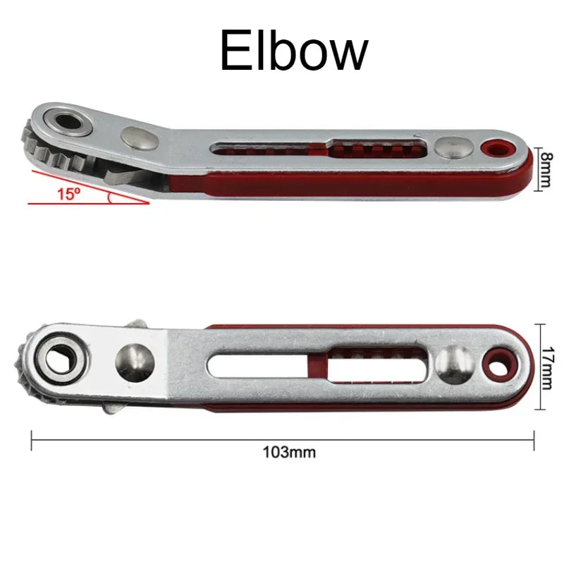 Mini Multi-function Two-way Ratchet Flat Head Elbow Flat Screwdriver Ratchet Wrench Cross-shaped Hexagonal Screwdriver Head Tool Peaceful Pleasures Health and Wellness