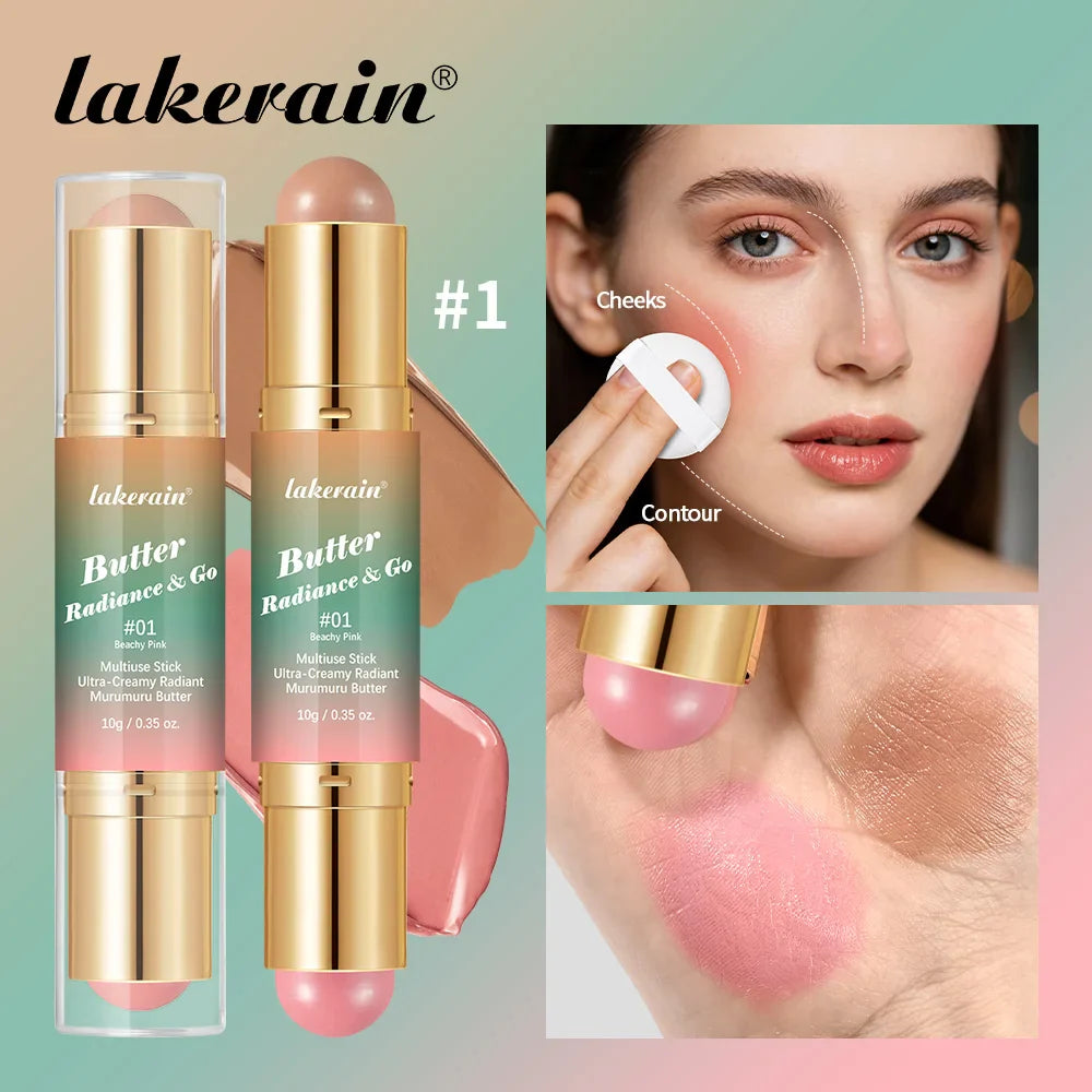 Dual-Ended Blush & Bronzer Stick – 3-in-1 Creamy Matte Makeup