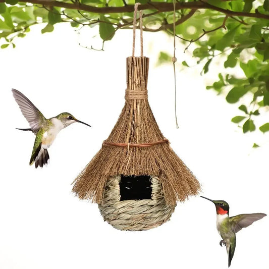 Hand-Woven Grass Hanging Bird House – Cozy Bird Hut Nest Hanging Bird House Peaceful Pleasures Health and Wellness