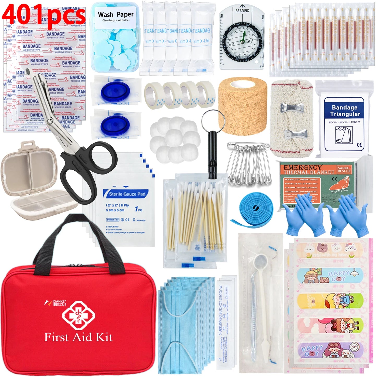 First Aid Kit 26-401 Piece All-Purpose Tactical Emergency Kit In The Car Military Acessories Survival Kits Camping Medical Bag Peaceful Pleasures Health and Wellness 401 pcs