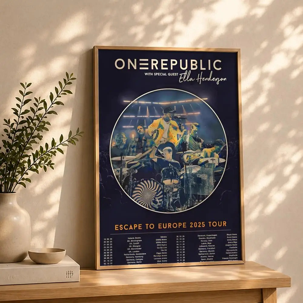 OneRepublic Band Poster – HD Self-Adhesive Waterproof Wall Art Music Band Poster Peaceful Pleasures Health and Wellness White15 30X40cmNoframe