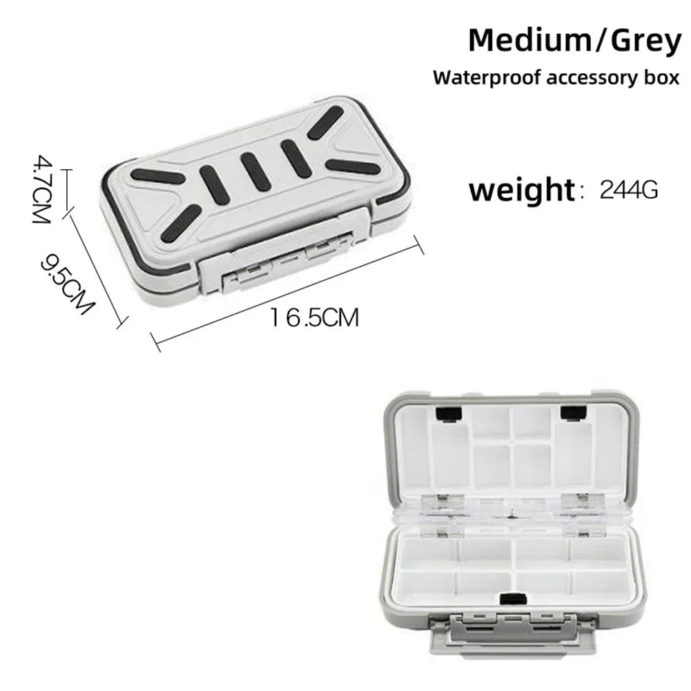 Waterproof Fishing Tackle Organizer Box | Lures Hooks Beads Fishing Tackle Box Peaceful Pleasures Health and Wellness Gray-M