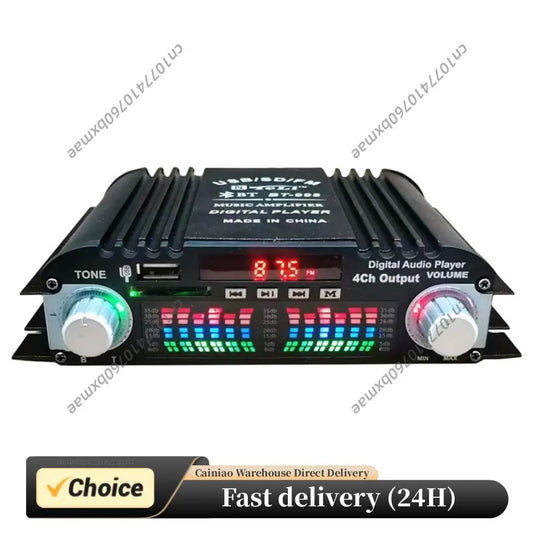 1600W Peak Power Home Car Power Amplifier FM Radio USB Bluetooth-Compatible 4 Channel Bluetooth-Compatible Sound Remote Control Peaceful Pleasures Health and Wellness Default Title