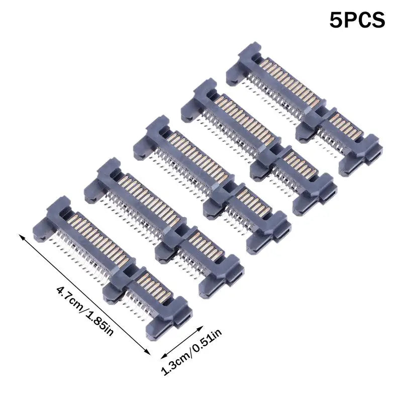 5-Pack SATA 22-Pin 7+15P Male Connector Socket | SSD Patch Seat
