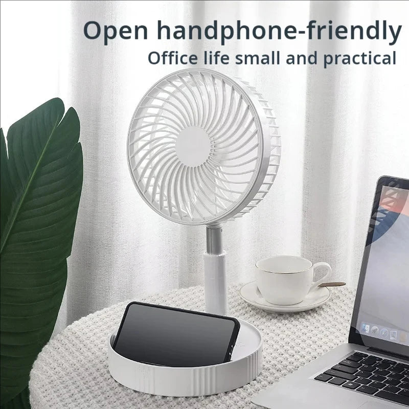 Retractable Fan USB Charging Folding Portable Mini Electric Fan Dormitory Outdoor Cooling Appliances Adjustable Home Fans Peaceful Pleasures Health and Wellness