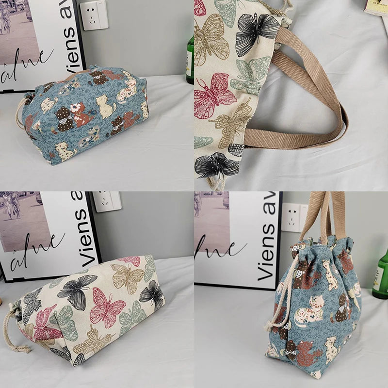 Fashion Printed Canvas Tote Bag – Large Capacity Lunch Handbag