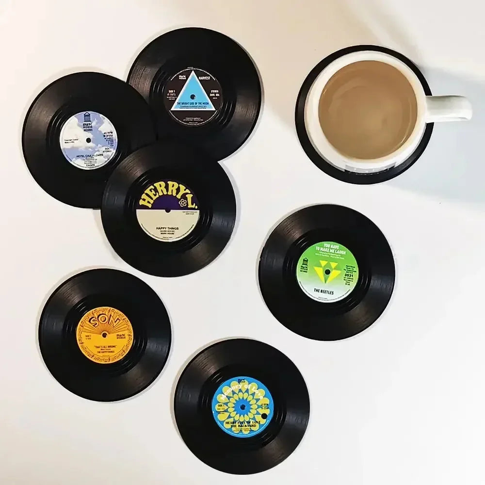 Vinyl Record Coasters Set of 6 – Retro Music Gift & Décor