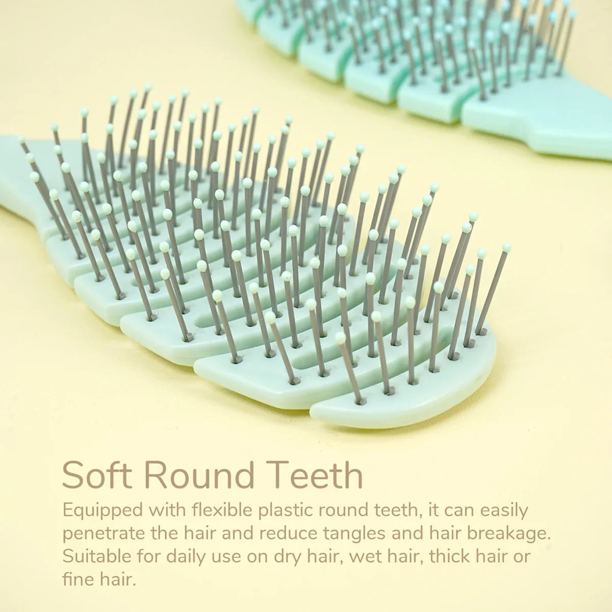 Pastel Vent Hair Brush – Hollow Grid, Hook Handle, Gentle Bristles
