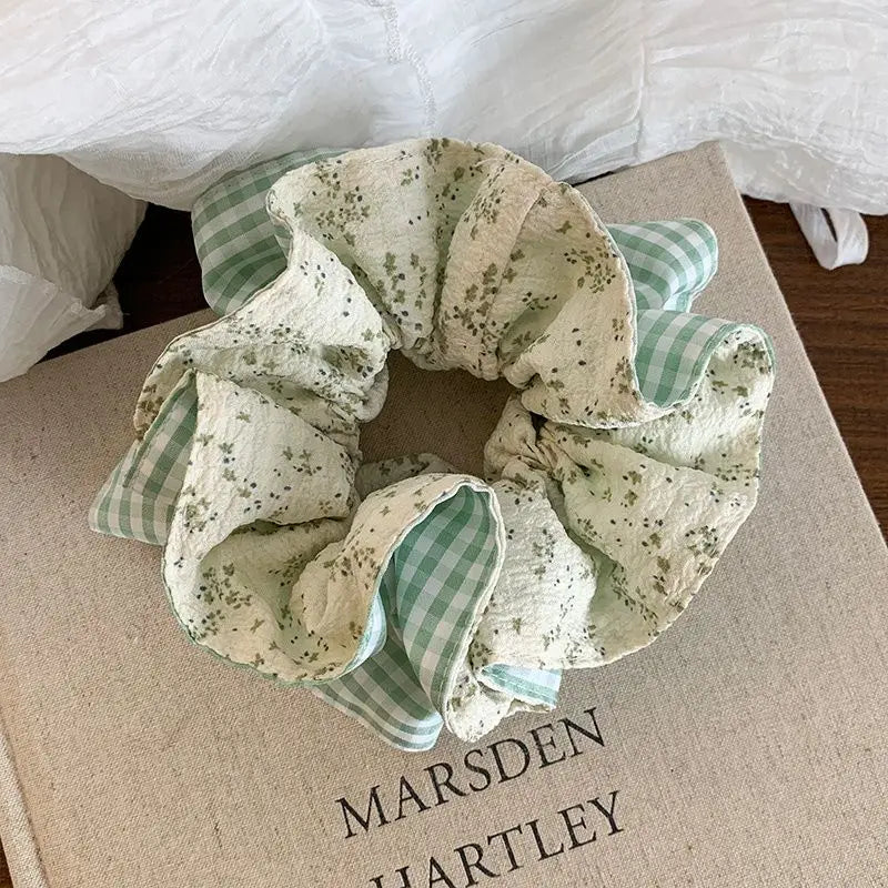 New Polka Dot Double Layer Hair Scrunchies Soft Sweet Girls Hair Ties Decor Fashion Apparel Accessories Peaceful Pleasures Health and Wellness green