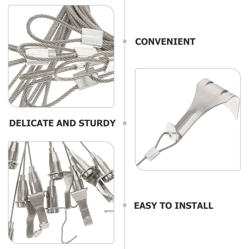 Adjustable Picture Hanging Cord Rope Hooks Steel Wire Track System Heavy Duty Frame Tools Diy Supplies Picture Hangers Hardware Peaceful Pleasures Health and Wellness