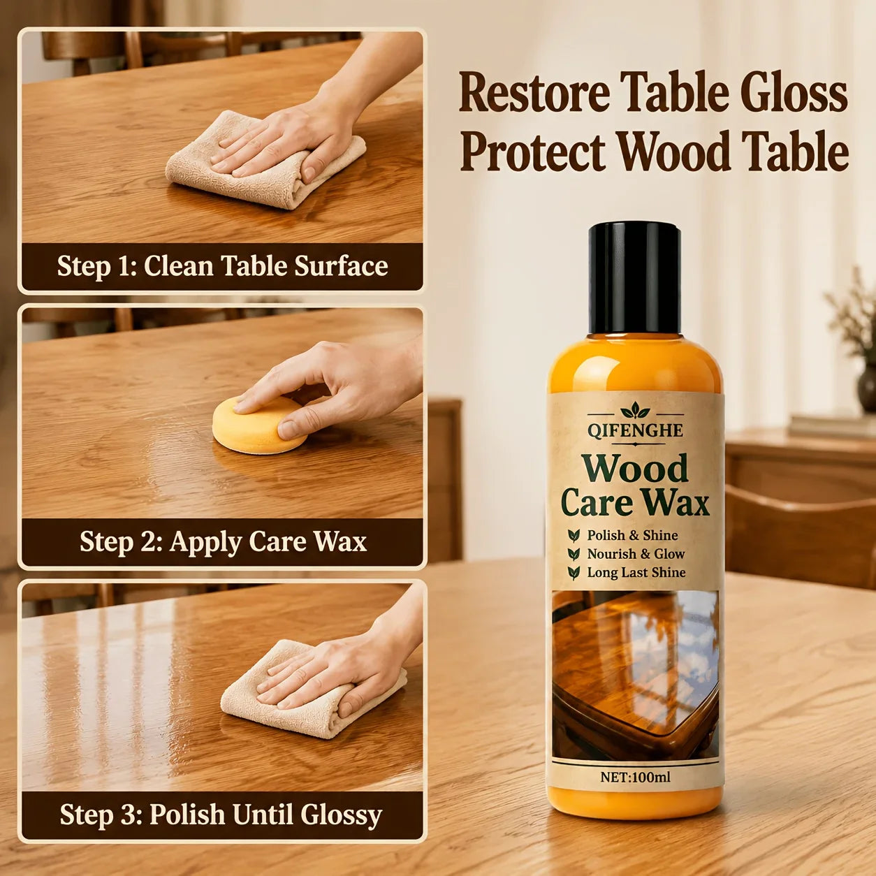 Wood Care Wax Polish – Glossy Hardwood Furniture Protection