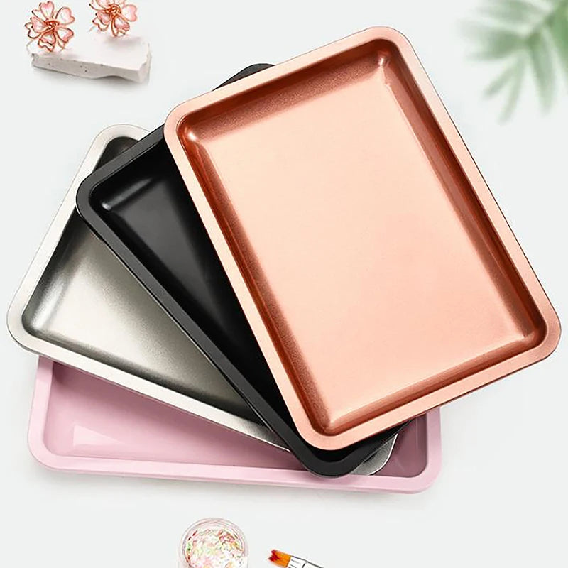 Stainless Steel Cosmetic Storage Tray Jewelry Tray Plate Doctor Surgical Tray Desktop Storage Tool Metal Fack Nail Art Tray Peaceful Pleasures Health and Wellness