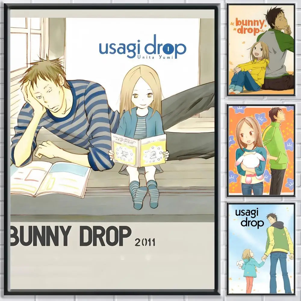 Anime U-Usagi Drop Poster HD Self Adhesive Waterproof Wall Art Ideal for Home Office Dorm Bedroom Great Gift Peaceful Pleasures Health and Wellness