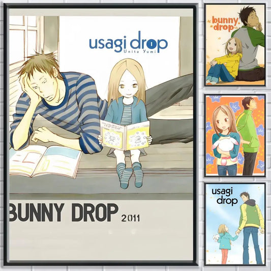 Anime U-Usagi Drop Poster HD Self Adhesive Waterproof Wall Art Ideal for Home Office Dorm Bedroom Great Gift Peaceful Pleasures Health and Wellness