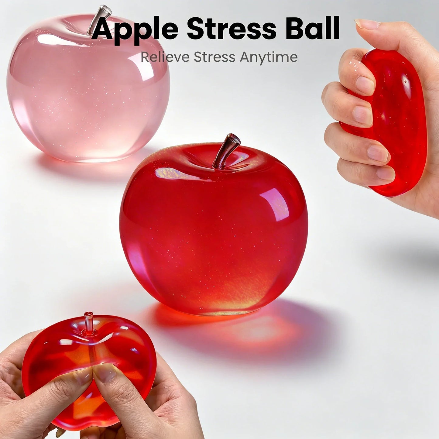 Glitter Crystal Apple Squishy Fidget Ball – Desk Decor Toy