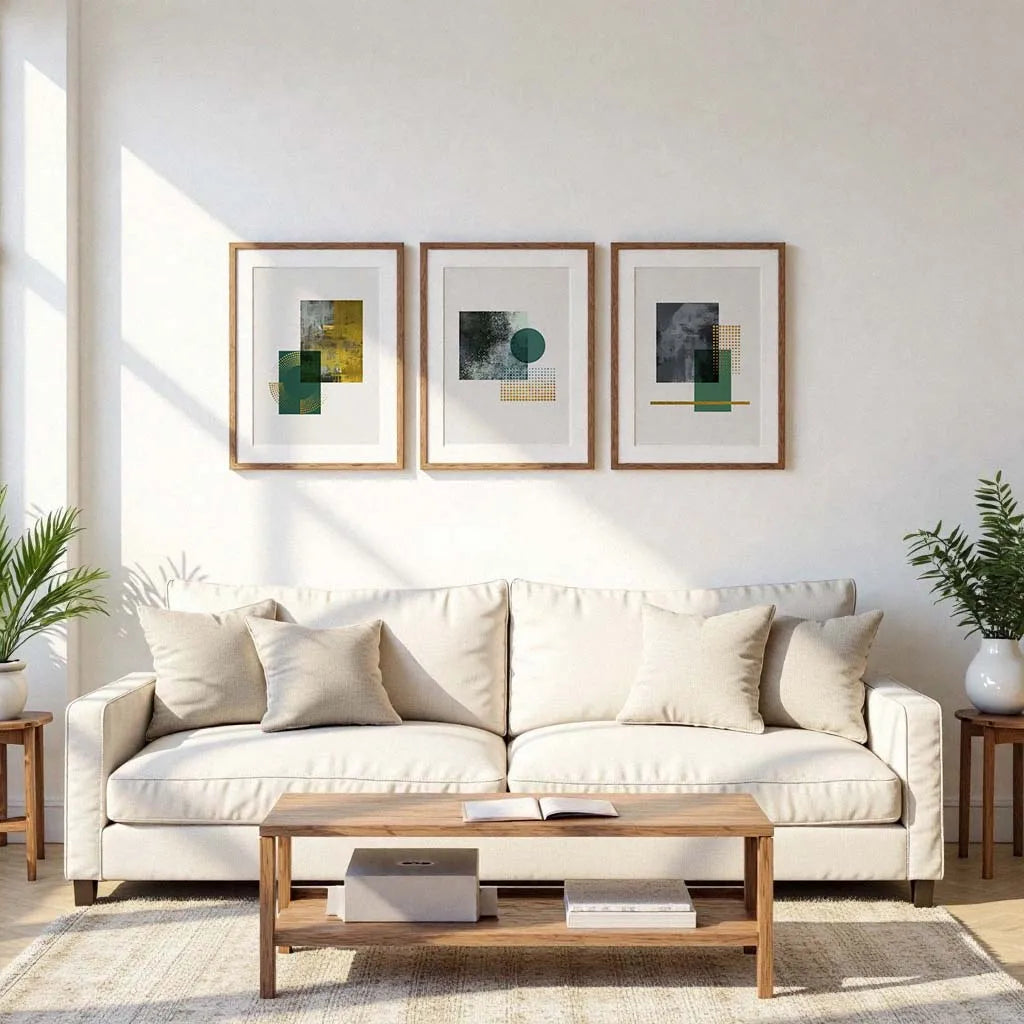 Nordic Geometric Canvas Wall Art | Green Yellow Abstract Print Canvas Wall Art Peaceful Pleasures Health and Wellness