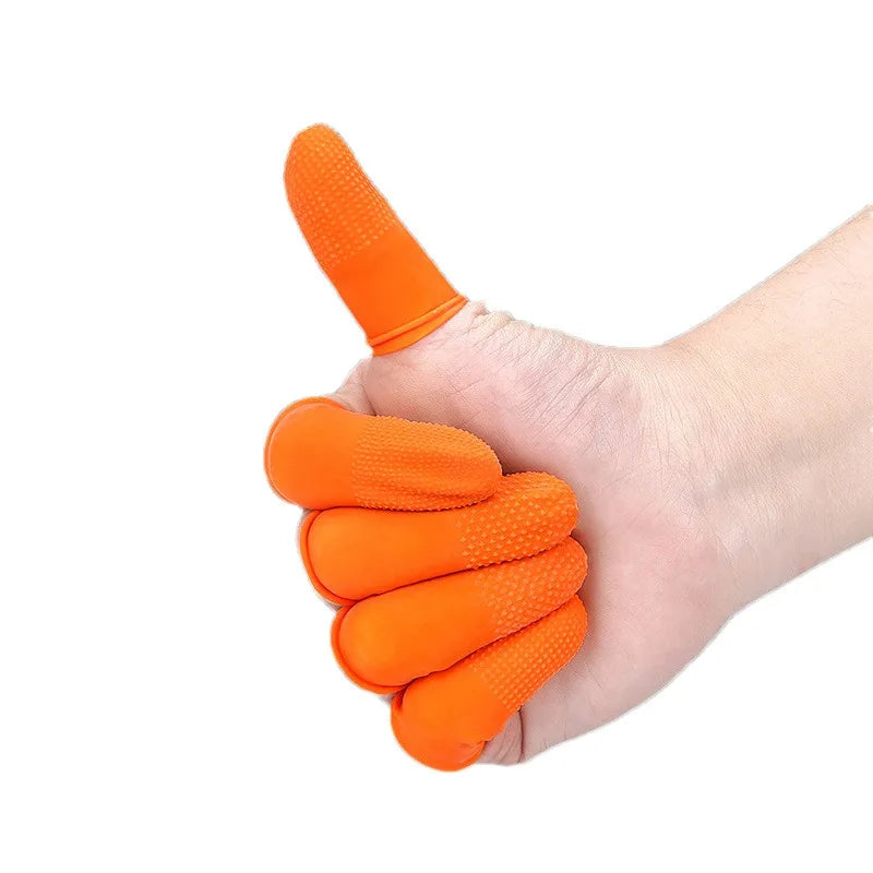 100Pcs Anti-slip Finger Cover Orange Color Durable Protective Finger Cover Thickened Latex Protective Finger Guard Peaceful Pleasures Health and Wellness