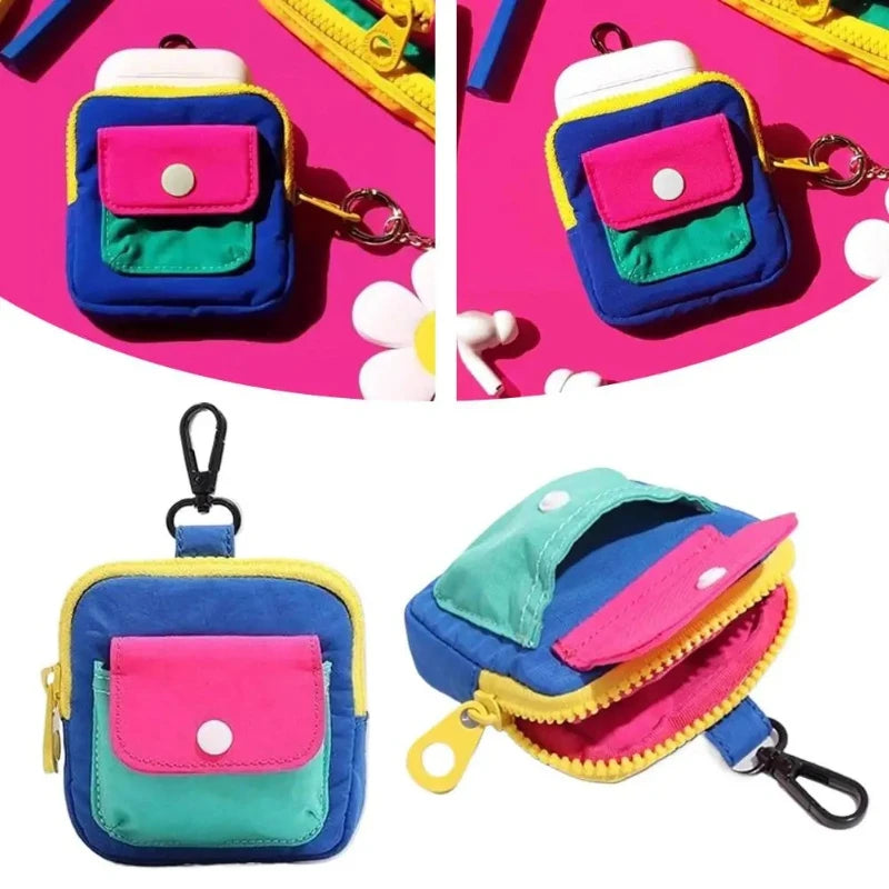 Dopamine Color Mini Zipper Wallet Portable Japanese Personalized Coin Bag Mini Earphone Storage Bag Cute Backpack Accessory Peaceful Pleasures Health and Wellness