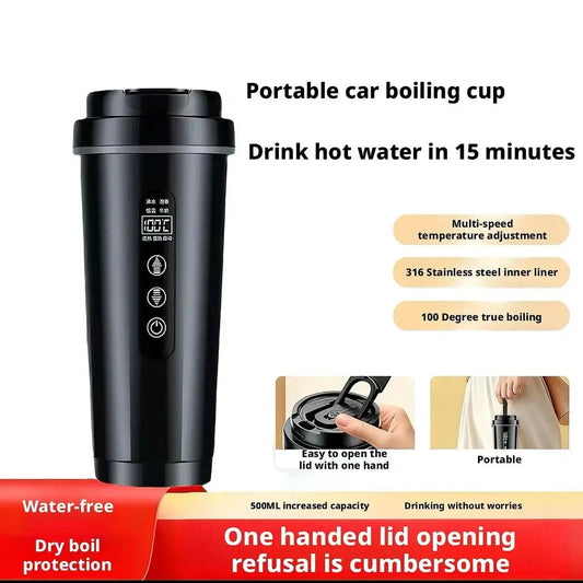 Car Electric Kettle 12V/24V Universal Constant Temperature Water Heater Cup Unrestricted Current Anti-Dry Burning Protection Peaceful Pleasures Health and Wellness