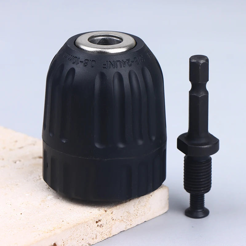 Versatile 0.8-10mm Keyless Drill Chuck 3/8" To 24UNF Thread 1/4" Hex Shank Quick Change Adapter Steel Quick Connection Peaceful Pleasures Health and Wellness P1