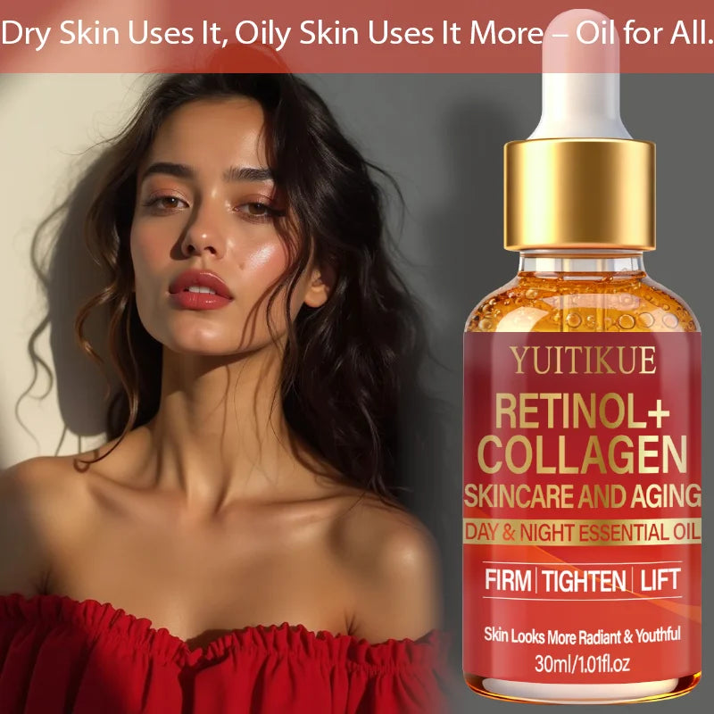 YUITIKUE Retinol + Collagen Essential Oil 30ml Day & Night Firming, Tightening & Lifting Anti-Aging Serum Peaceful Pleasures Health and Wellness