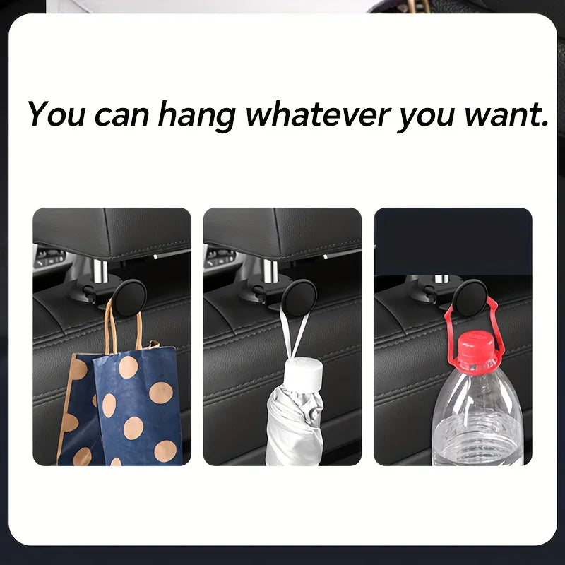 Car Headrest Hooks 2-Pack | Bag & Coat Organizer for Auto
