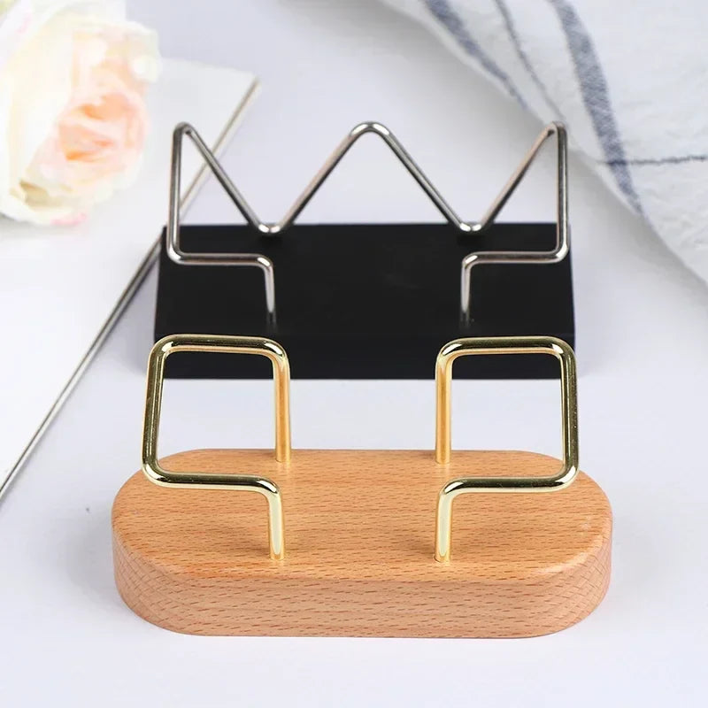 Wooden Business Card Holder Desk Stand Organizer Display