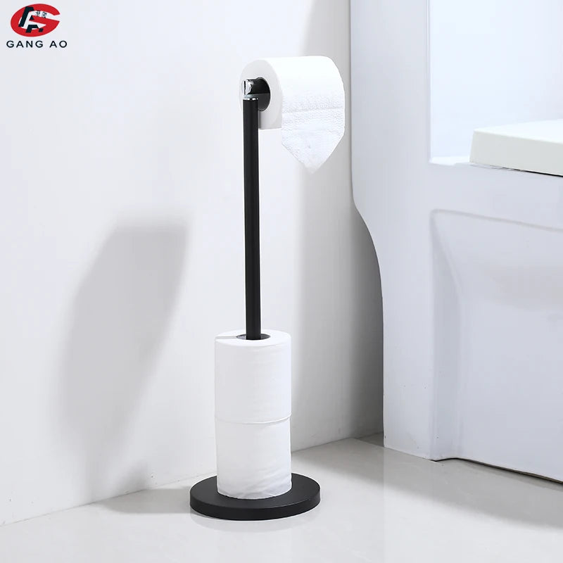 Free Standing Toilet Paper Holder Rack with Storage | Brushed Steel