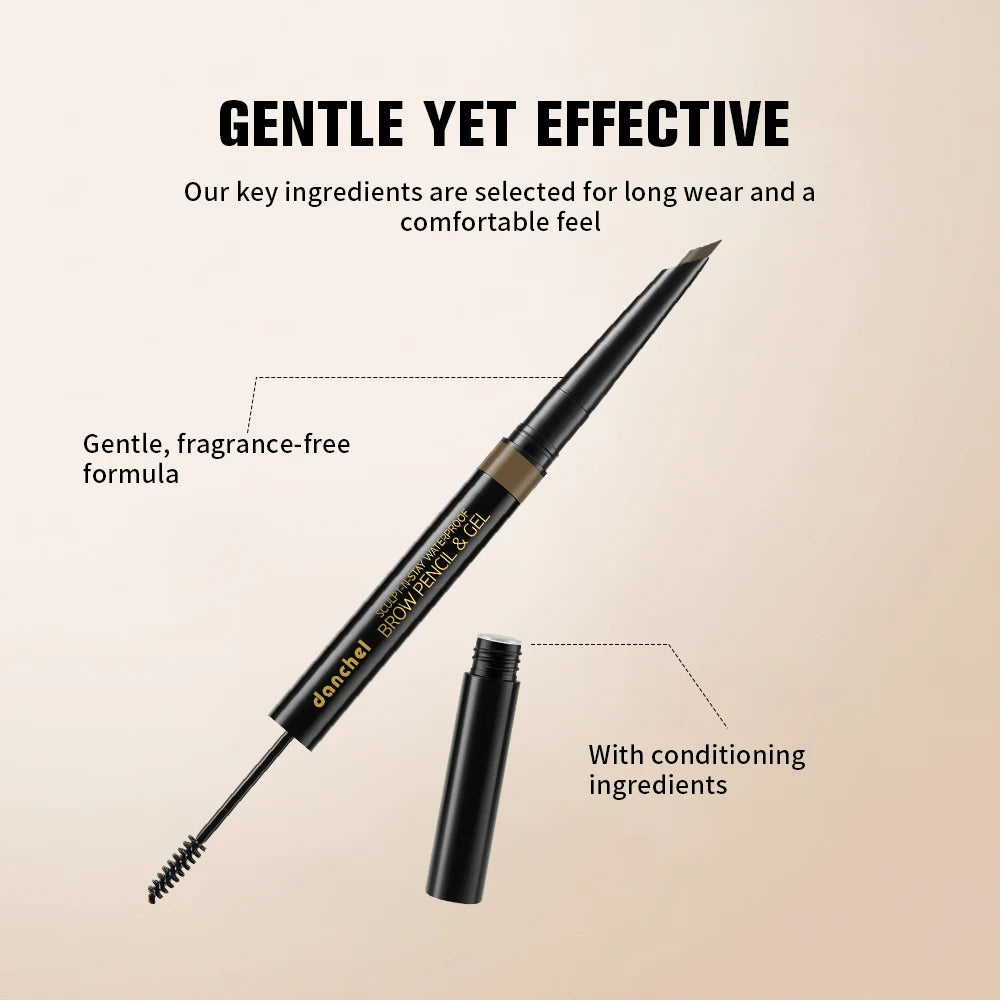 2-in-1 Eyebrow Pencil & Gel Quick Drying Transparent Eyebrow Gel Waterproof Long Lasting Strong-hold Dual-ended Eyebrow Pencil Peaceful Pleasures Health and Wellness
