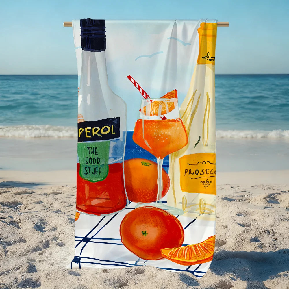 Aperol Spritz Quick-Dry Beach Towel | Soft Pool & Travel Towel Quick-Dry Beach Towel Peaceful Pleasures Health and Wellness