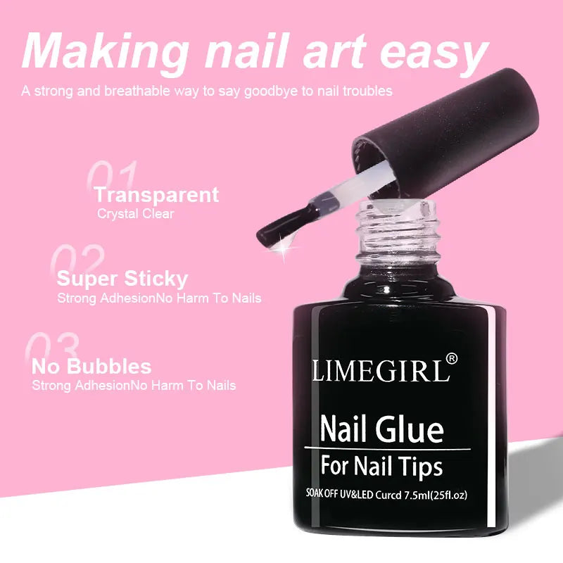 LIMEGIRL Nail Tips Glue Gel 7.5ml uv Glue for false Nail Gel Polish Manicure Hybrid Gellac Multi-function Strong Gel Nail Polish Peaceful Pleasures Health and Wellness Nail Tips Glue