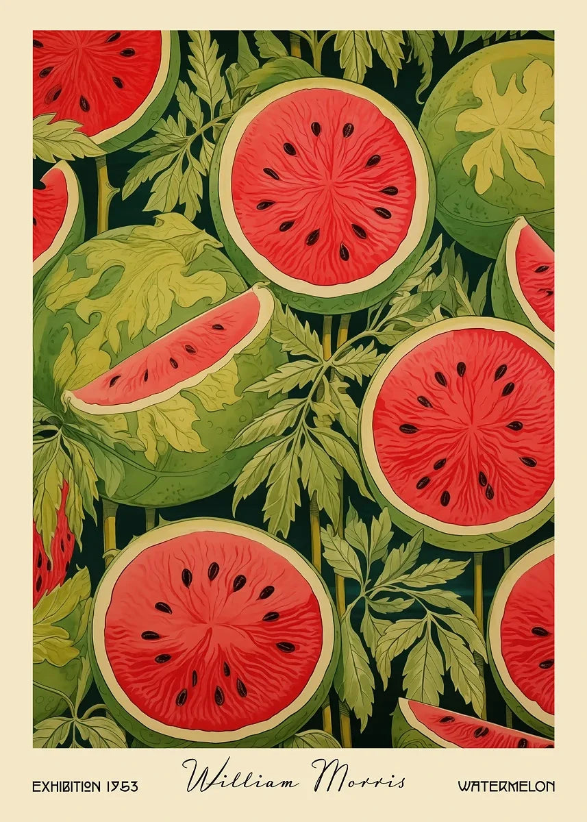 William Morris Retro Kitchen Fruit Canvas Wall Art | Dining Decor