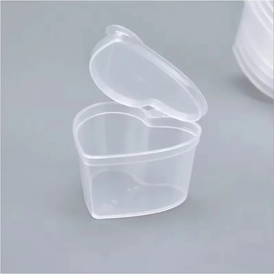 Love Heart Shaped Transparent Packaging Box Lids DIY Slime Pudding
