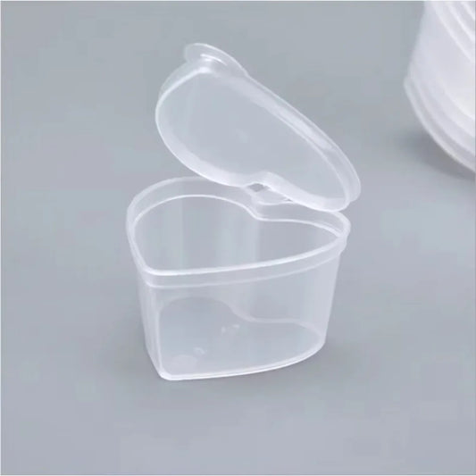 Love Heart Shaped Transparent Packaging Box Lids DIY Slime Pudding Peaceful Pleasures Health and Wellness 10Pcs