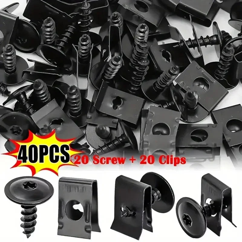 Car Self-tapping Screws U-shaped Metal Spacers Threaded Clips Auto