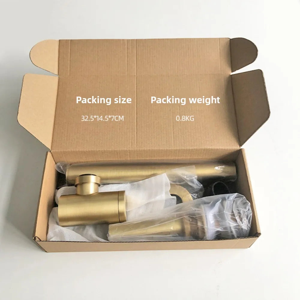 Brass Round Bottle P-Trap 1-1/4" Sink Drain Kit & Pop-Up Drain