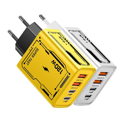 120W USB-C PD Fast Wall Charger 4-Port QC 3.0 – EU/US Plug USB-C Wall Charger Peaceful Pleasures Health and Wellness