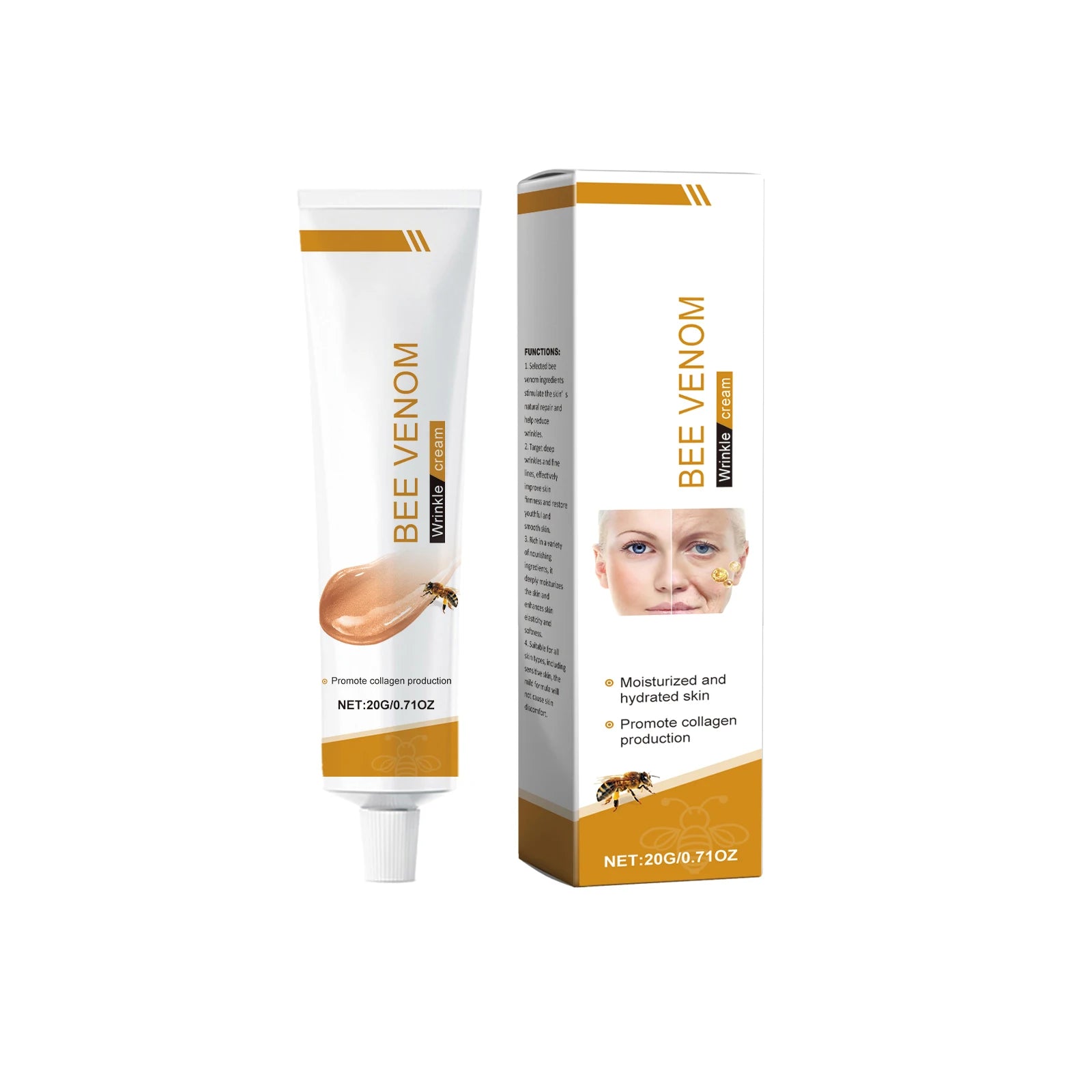 Bee Venom Wrinkle Removal Cream for Facial Lifting Peaceful Pleasures Health and Wellness 20g Boxed
