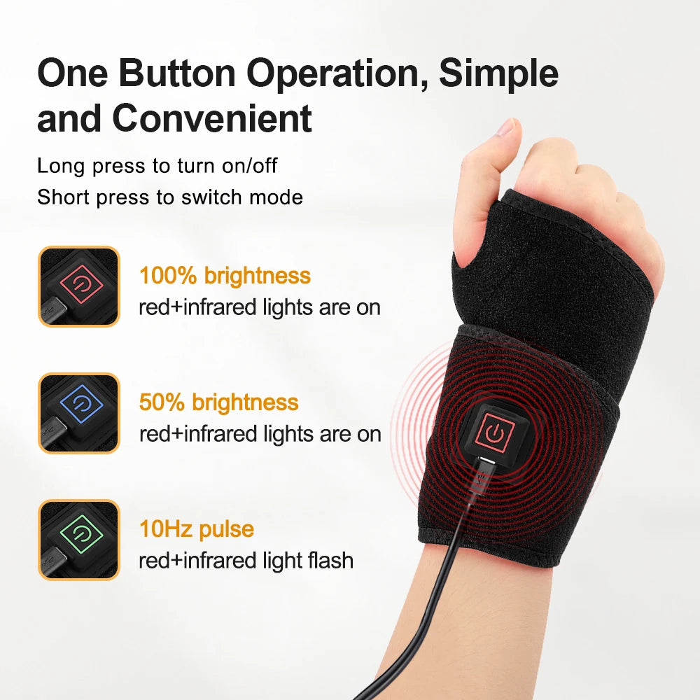 Red Light Therapy Strap 48 660nm & 850nm Wristband Brace LED Infrared Heating Pad Hand Carpal Tunnel Wrist Muscle Relieve Belt Peaceful Pleasures Health and Wellness