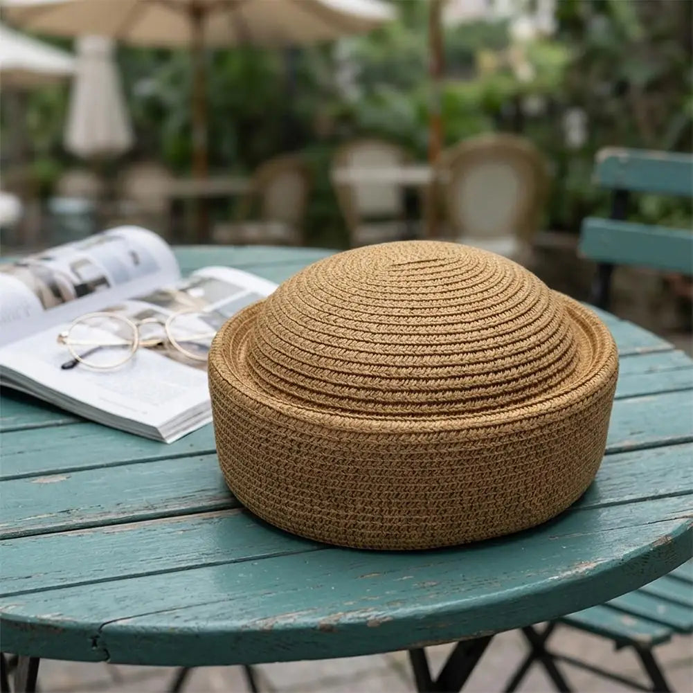 Women's French Retro Straw Sun Hat – Breathable Beach Beret