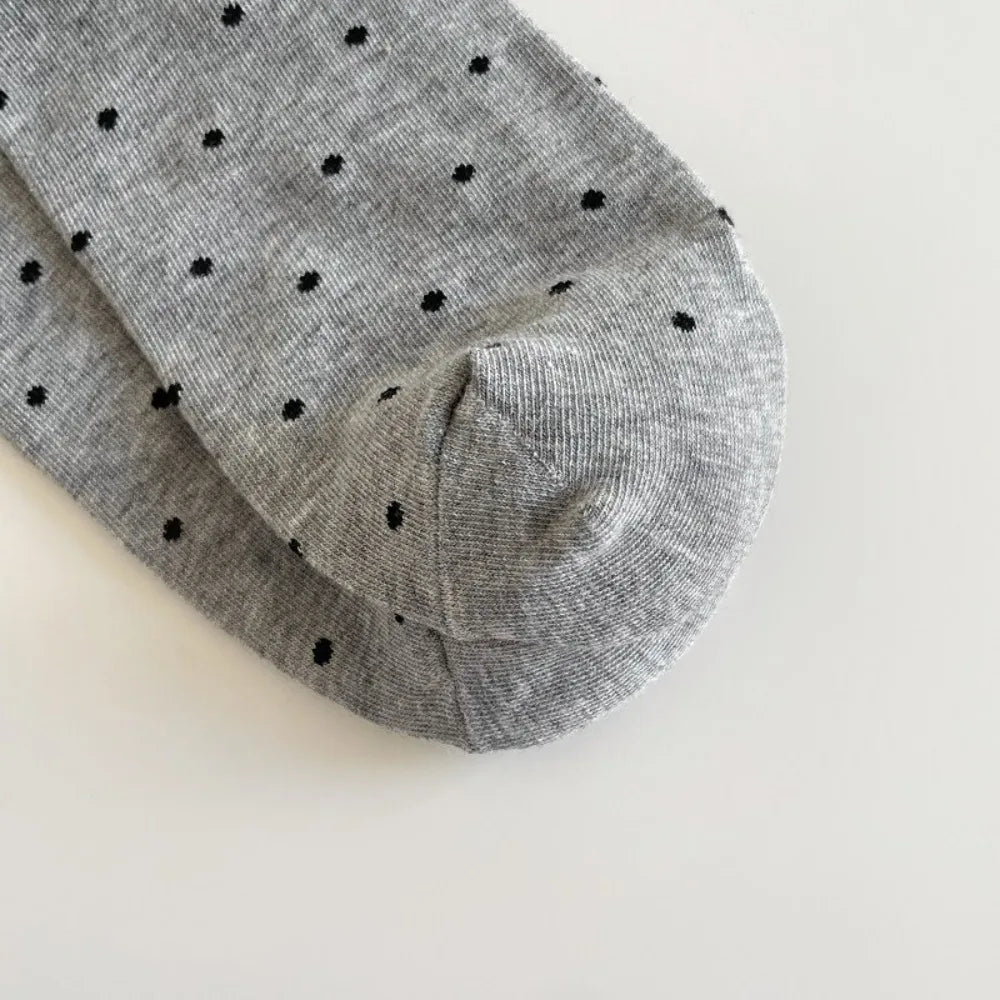 Women's Polka Dot Mid-Tube Socks – Breathable Cotton Summer