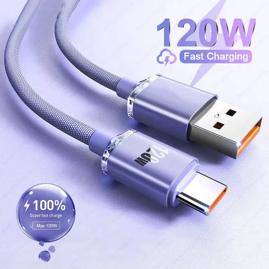 120W 6A USB-C Fast Charging Cable | Nylon Braided – Samsung & More USB-C Charging Cable Peaceful Pleasures Health and Wellness