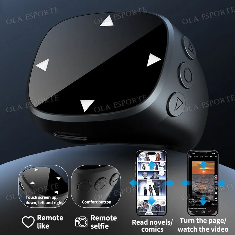 Remote Control Touch Screen Page Turner For Web page Bluetooth Camera Video Recording for iPad iPhone Remote Scrolling Ring Peaceful Pleasures Health and Wellness