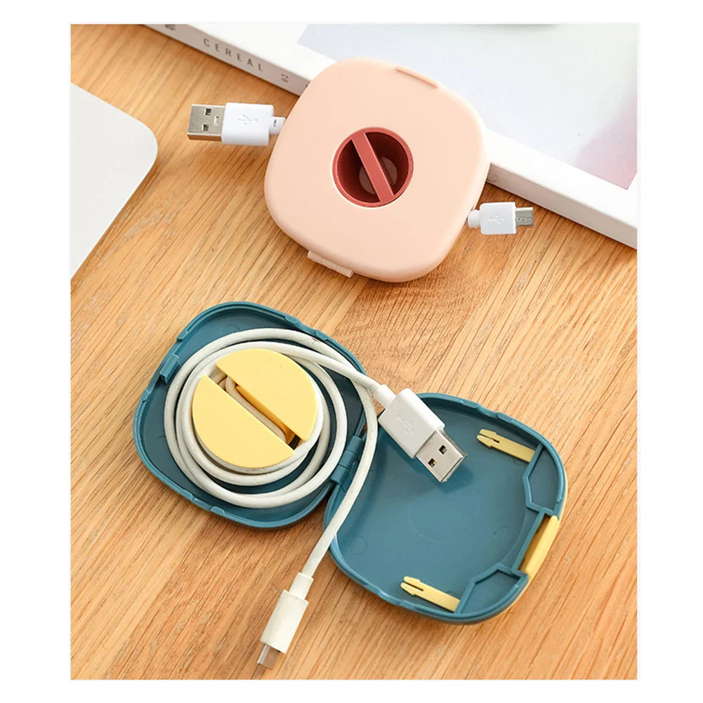 Mini Rotating Cable Winder Box | Portable Cord Organizer