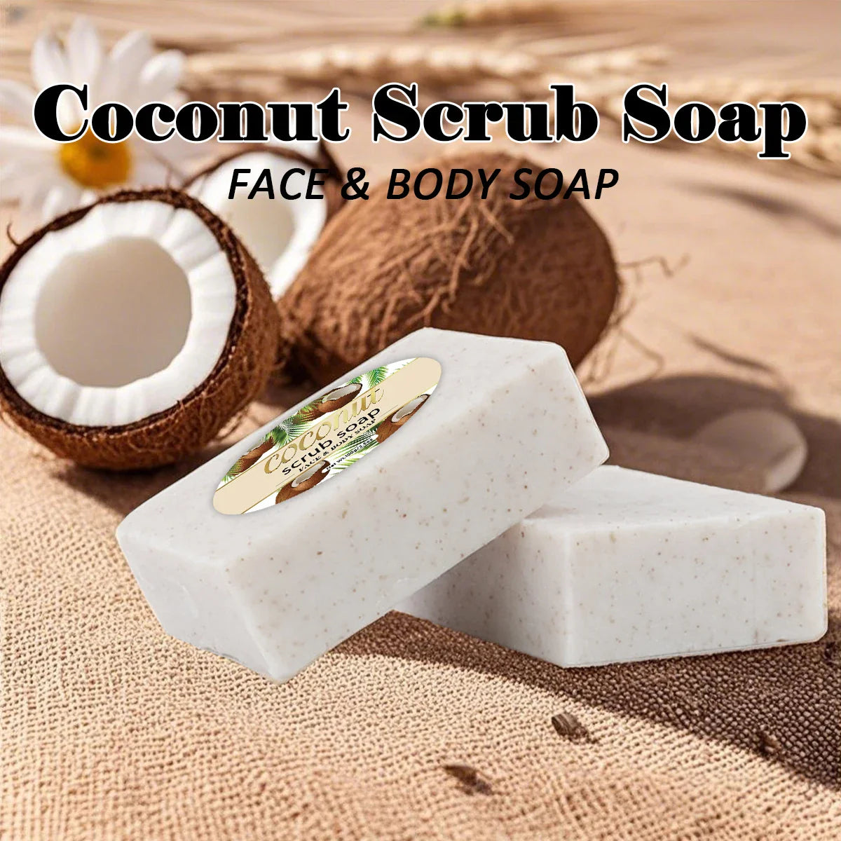 Coconut Scrub Soap – Handmade Exfoliating Face & Body Bar
