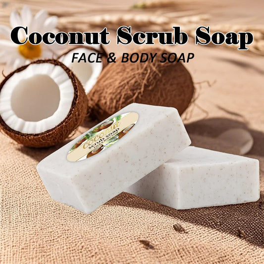 Coconut Scrub Soap – Handmade Exfoliating Face & Body Bar Exfoliating Scrub Soap Oasis Select 3pcs