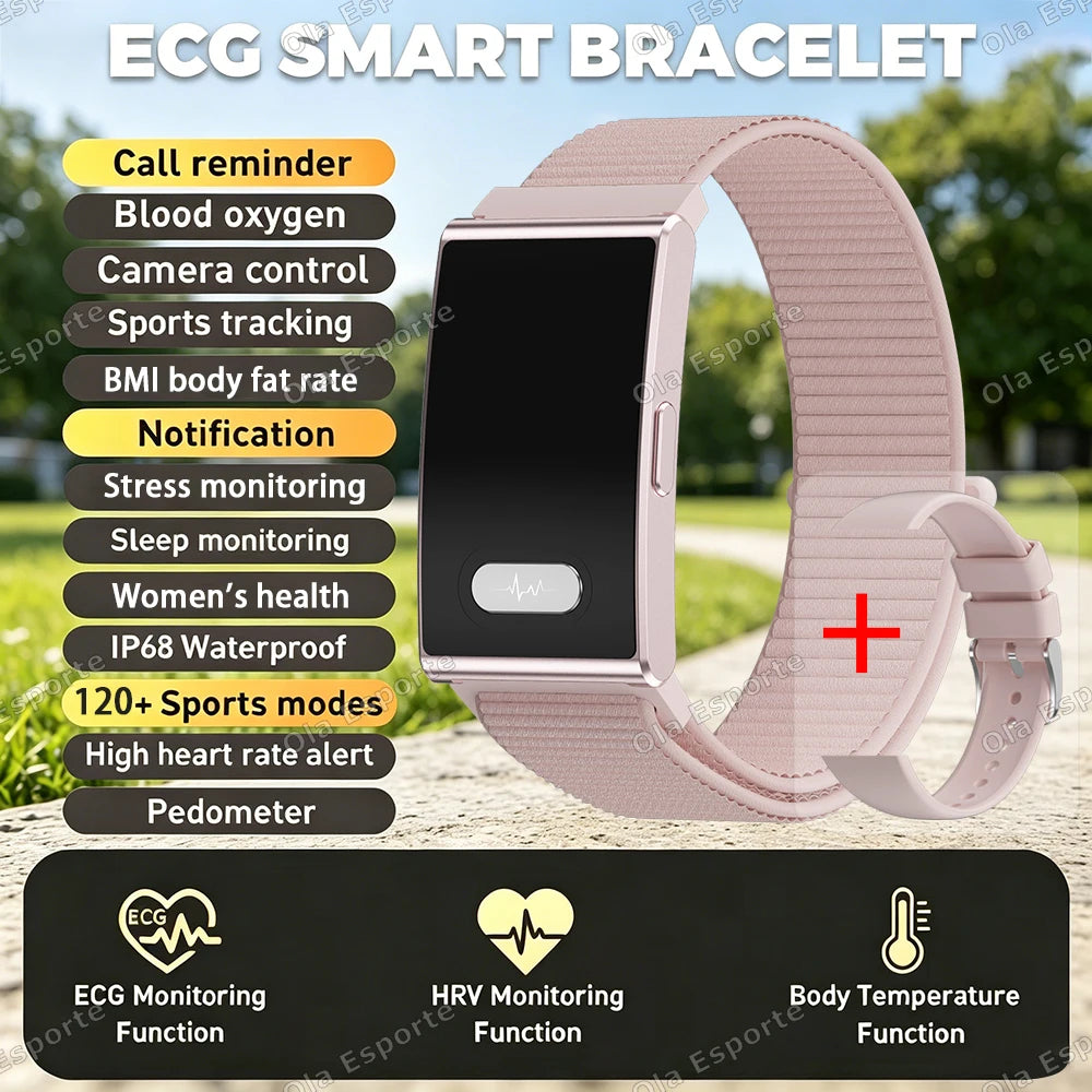 ECG Smart Bracelet Heart Rate Sleep 5ATM Waterproof Fitness Watch 2026 New NO Screen Smartwatch Men Women Health Sport Wristband Peaceful Pleasures Health and Wellness 2