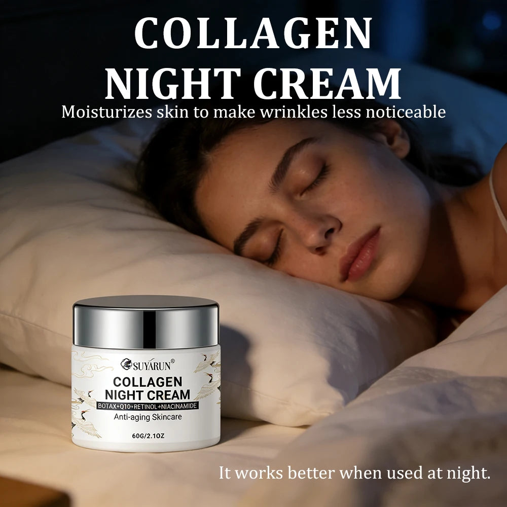 SUYARUN Night Repair Cream - Collagen Booster with Niacinamide & Ginger, Anti-Aging, Brightening & Moisturizing Face Cream. Peaceful Pleasures Health and Wellness