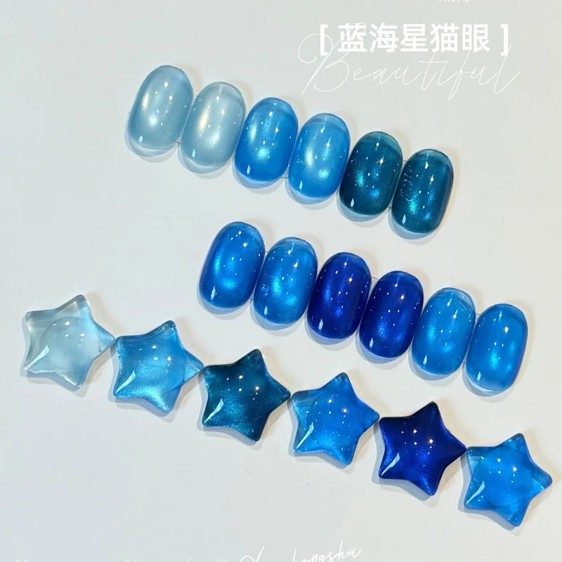 Ocean Blue Cat Eye Gel Polish | Glass Bead Magnetic UV LED