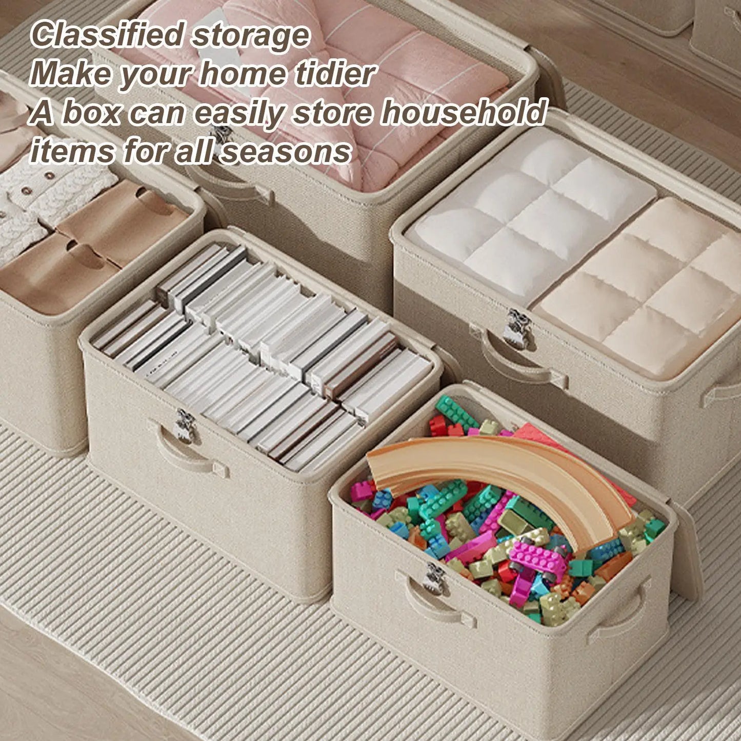 Lockable Storage Box, Odor Proof Stackable Container With Handle, Washable Shelf Baskets For Blanket Clothing Toys Home Organiza Peaceful Pleasures Health and Wellness
